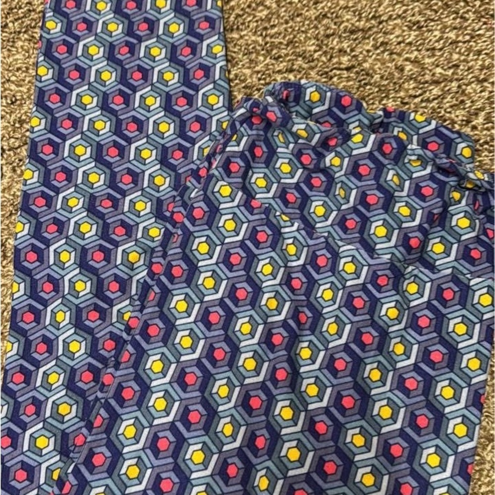 LuLaRoe Geometric Leggings - Blue, Yellow, Red